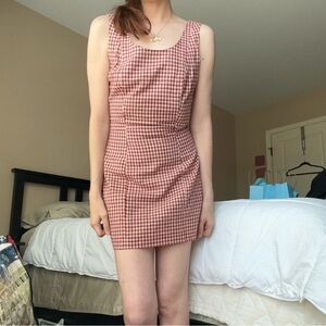 Vintage The Limited Plaid Picnic Wide Neck Mini Dress